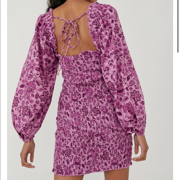 Free People Smock It To Me Mini Dress Azalea Combo - Picture 2 of 5